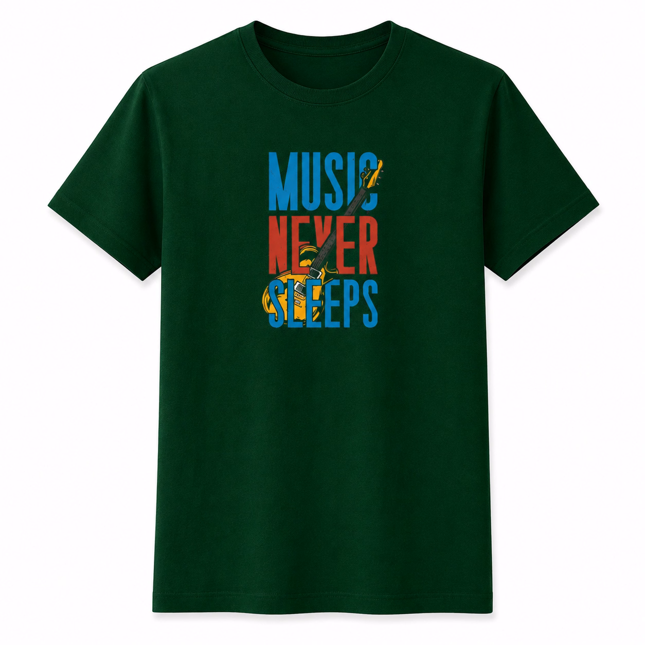 Music Never Sleeps Premium all Day Comfort Tshirt-Olive Green